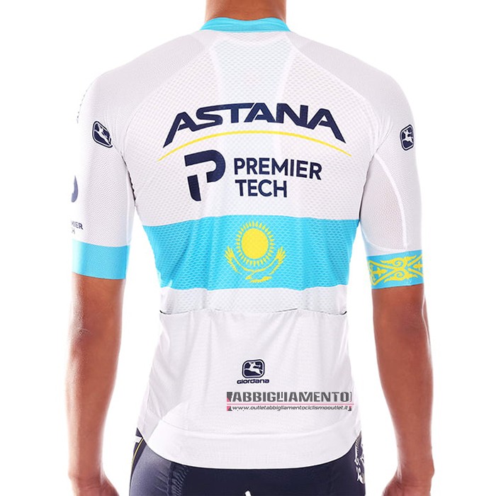 Abbigliamento Astana Manica Corta e Pantaloncino Con Bretelle 2021 Campione Kazako - Clicca l'immagine per chiudere